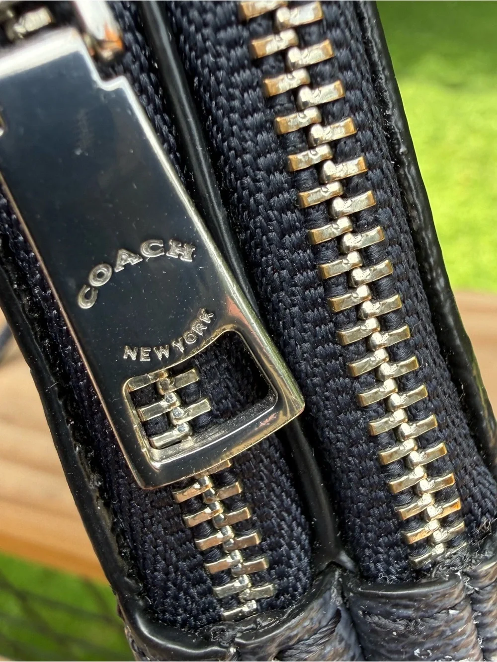 Coach Corner Zip Wristlet Black Signature Snowflake Star Print H2081